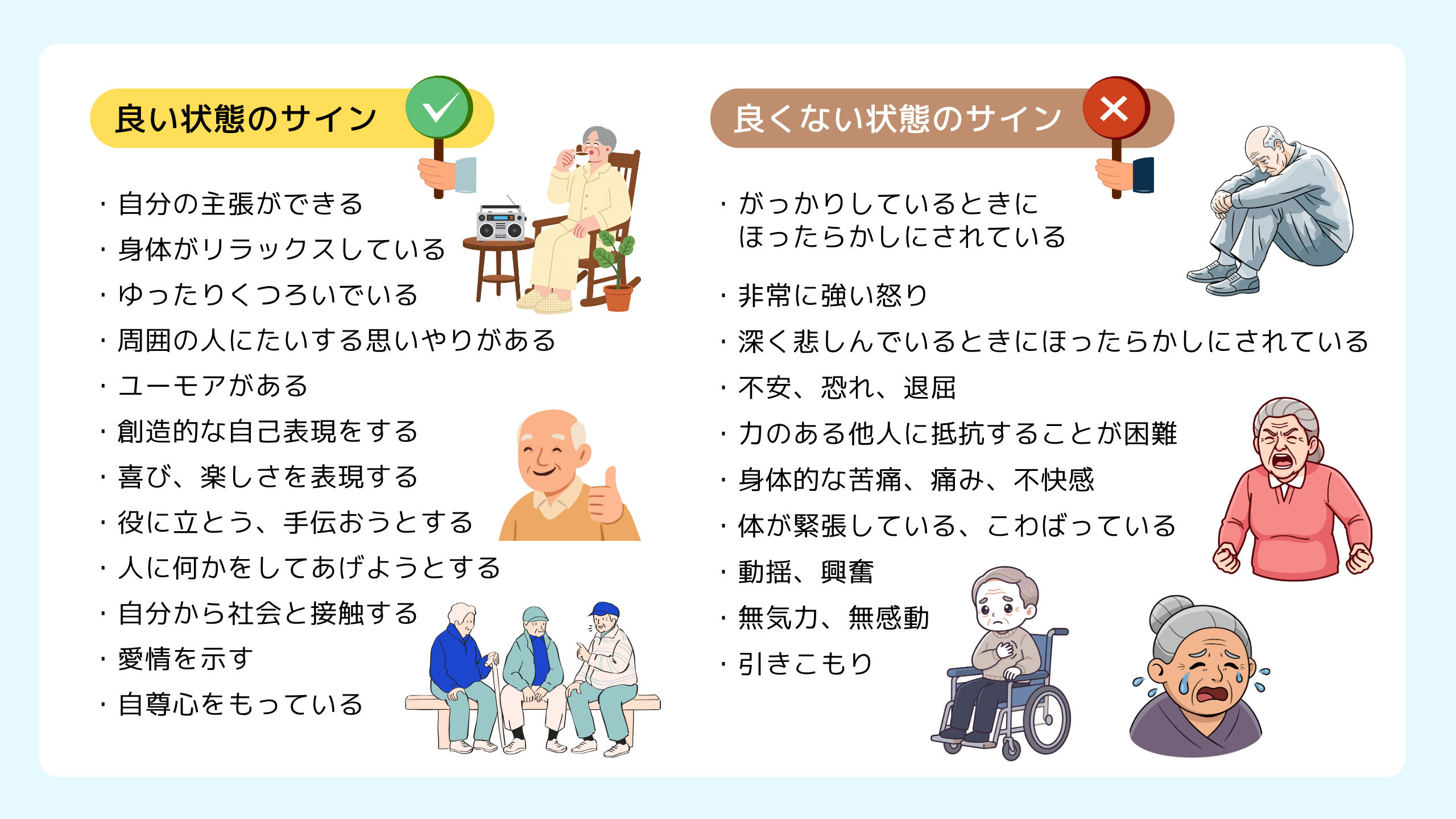 良い状態と良くない状態のサイン